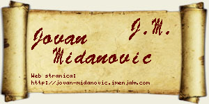 Jovan Midanović vizit kartica